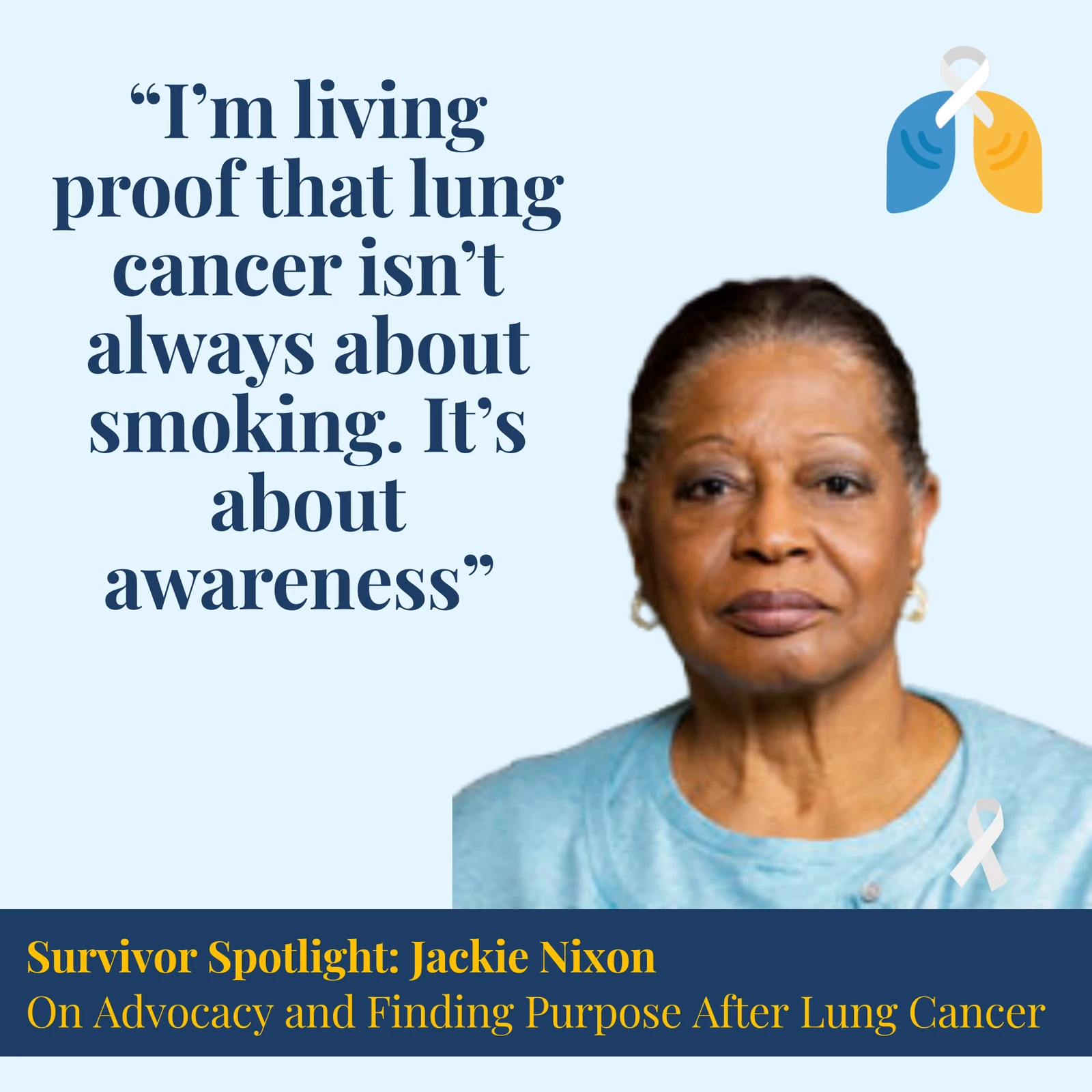 Lung cancer survivor Jackie Nixon sharing her experience