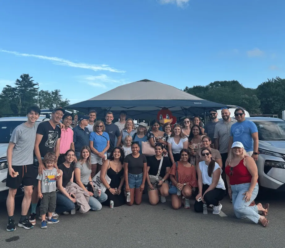 Participants gathered outdoors for a lung cancer awareness walk