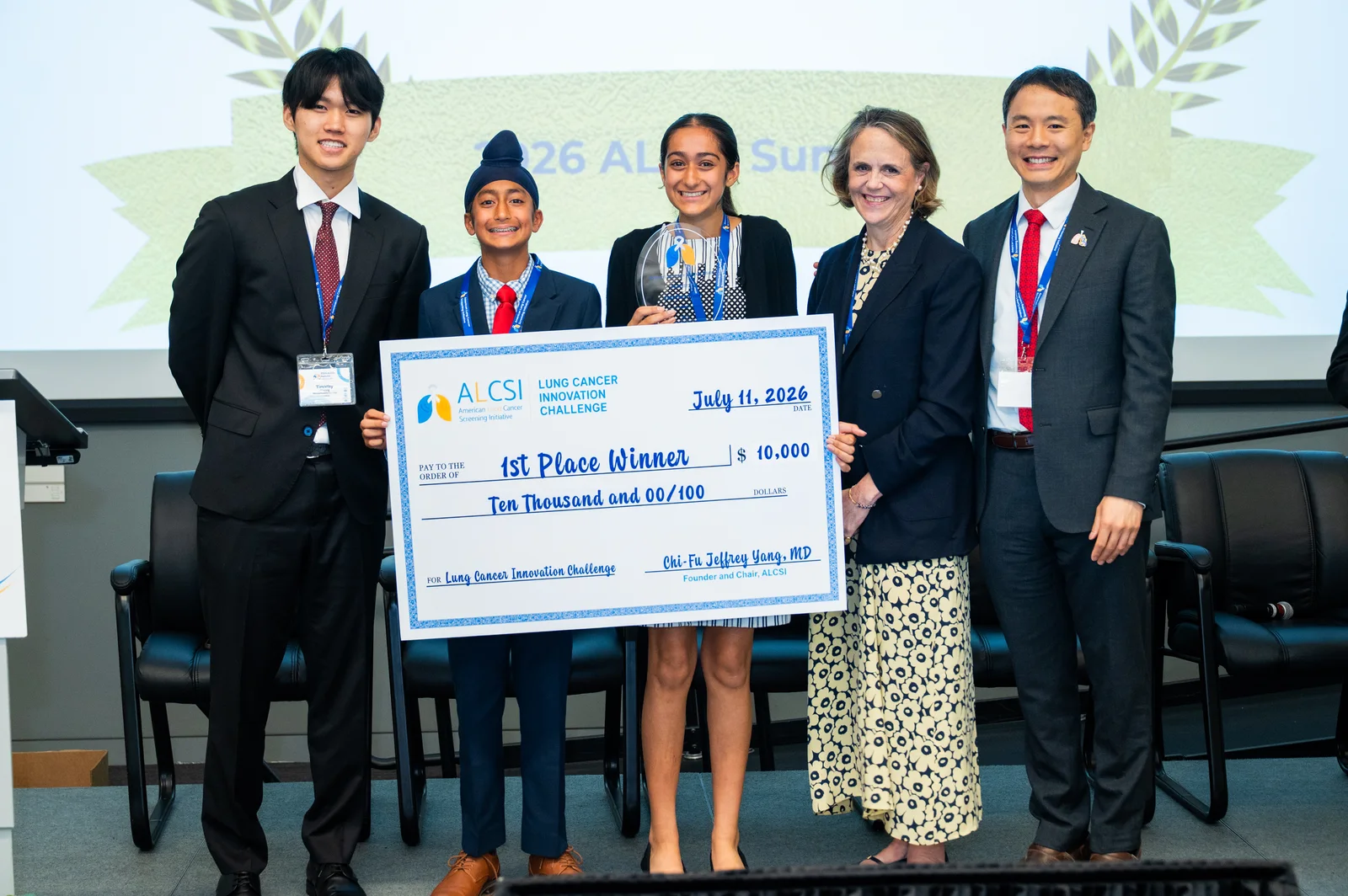 Breathe Easy Initiative team receiving the 1st place check with ALCSI leadership