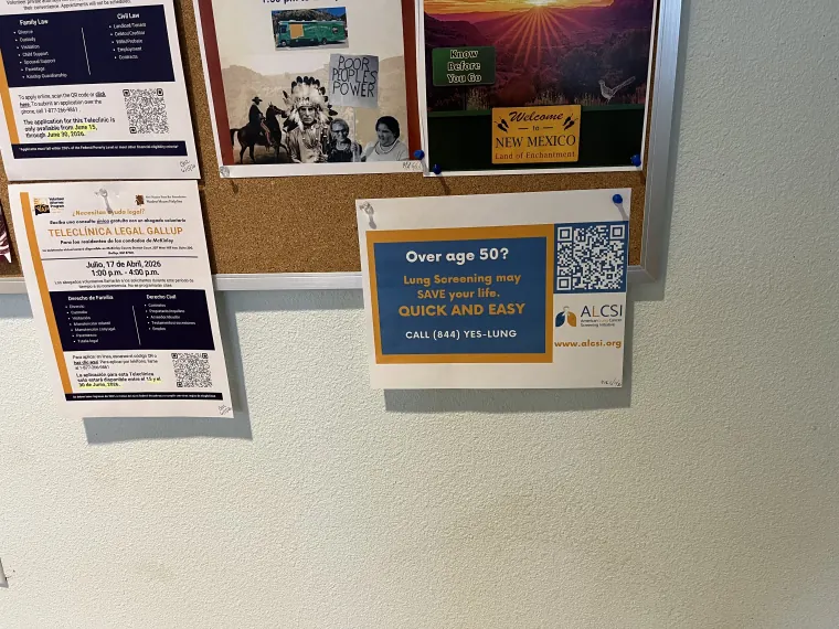 ALCSI screening flyer on a library community board